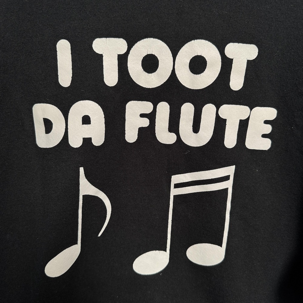 Jerzees Sweatshirt Mens Medium Black Pullover Fleece I Toot Da Flute Funny Music - Picture 2 of 7